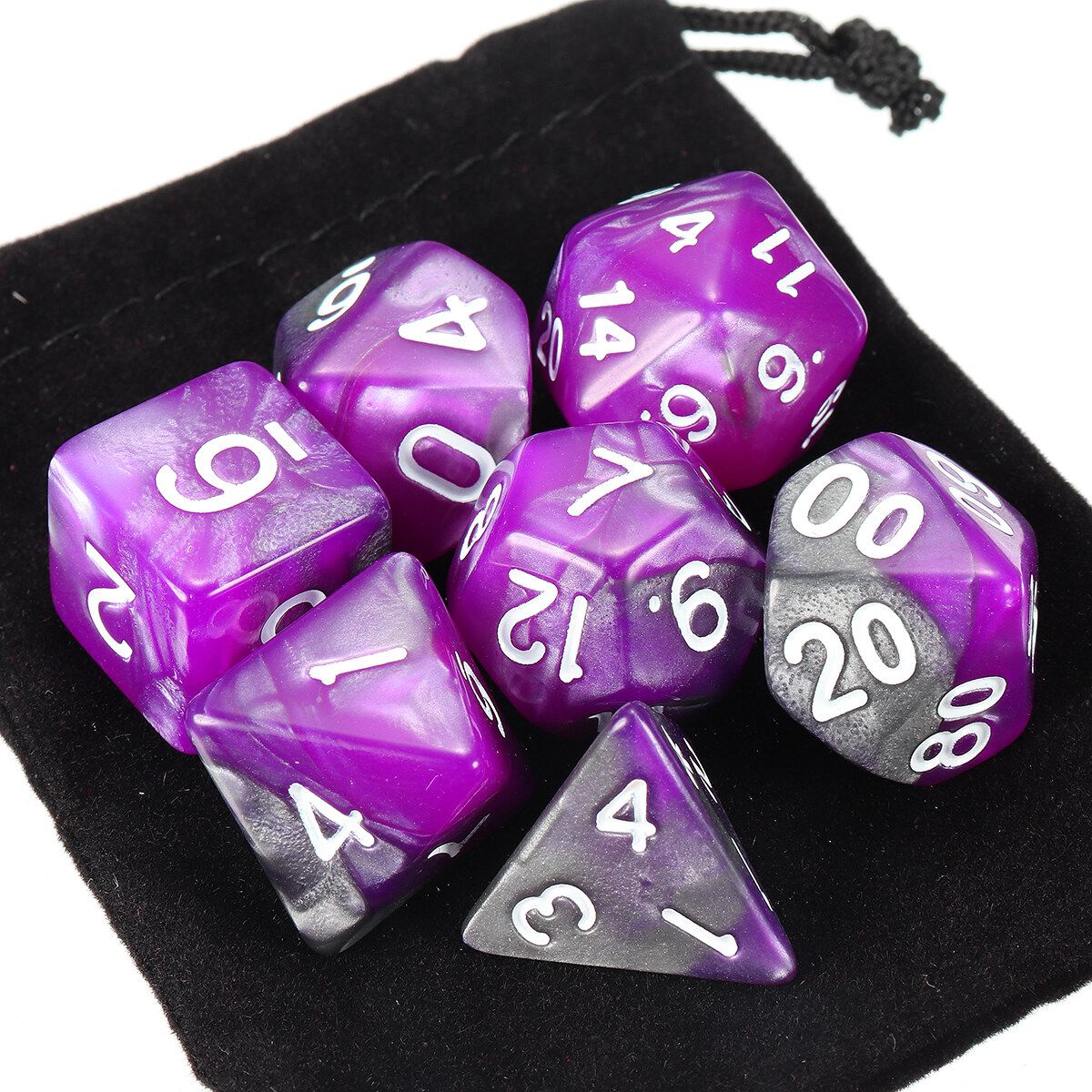 7pcs/set Polyhedral Gemini Dice Nebula Effect Mix Set Dungeons And DragonsWith Bag RPG DnD TRPG