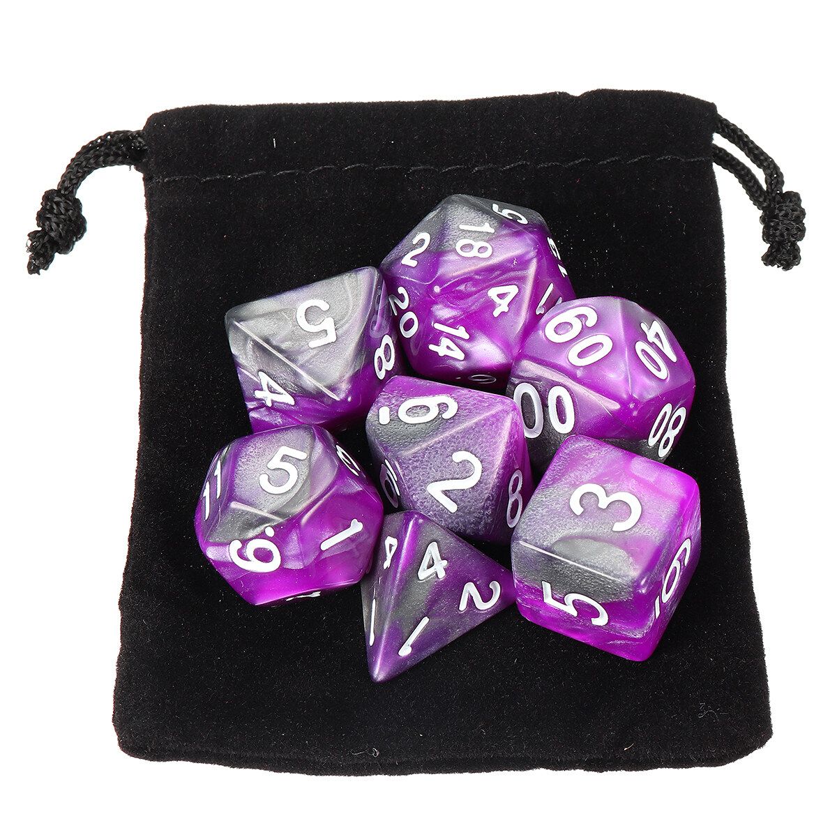 7pcs/set Polyhedral Gemini Dice Nebula Effect Mix Set Dungeons And DragonsWith Bag RPG DnD TRPG