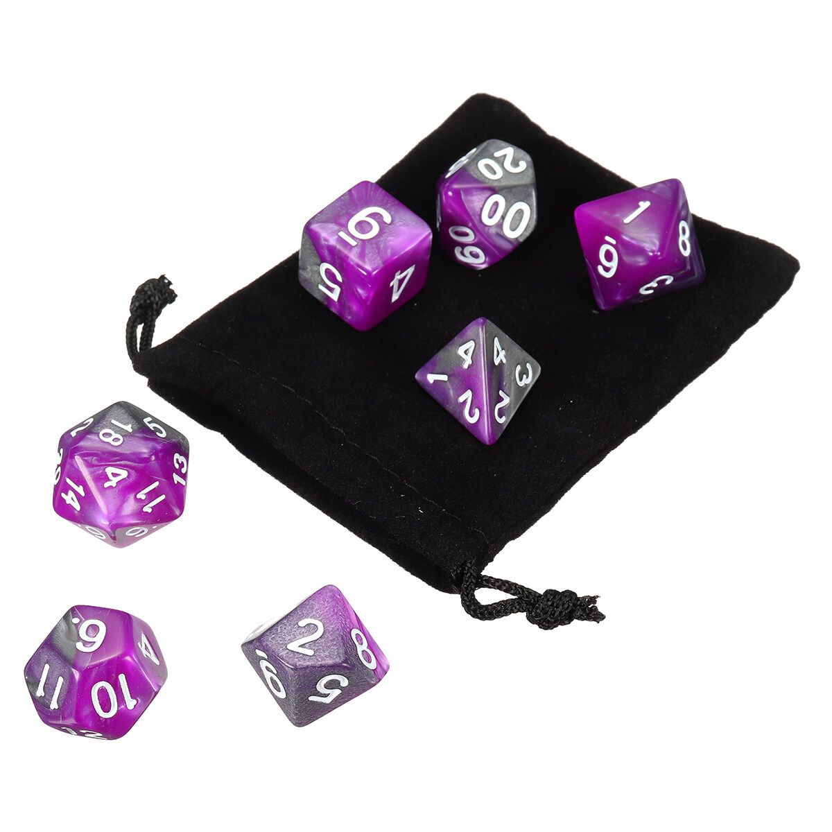 7pcs/set Polyhedral Gemini Dice Nebula Effect Mix Set Dungeons And DragonsWith Bag RPG DnD TRPG