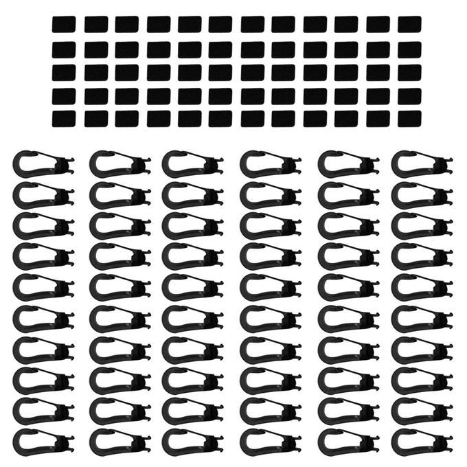 60Pcs Shock Bungee Cord Hook Karabiner Cord Black For 5mm Bungee