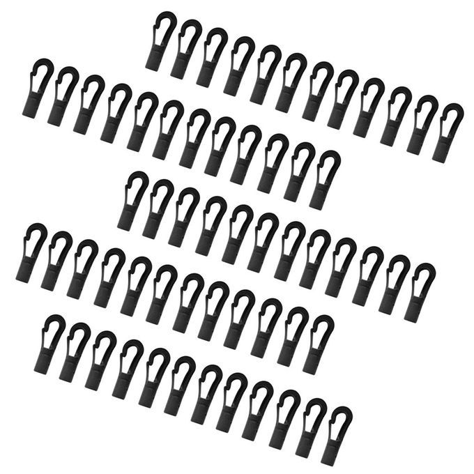 60Pcs Shock Bungee Cord Hook Karabiner Cord Black For 5mm Bungee
