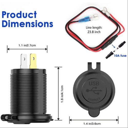 Car -  USB Charge Dual 5V/4.2 QC3.0 Contact Switch