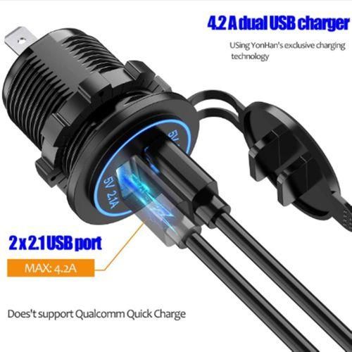 Car -  USB Charge Dual 5V/4.2 QC3.0 Contact Switch