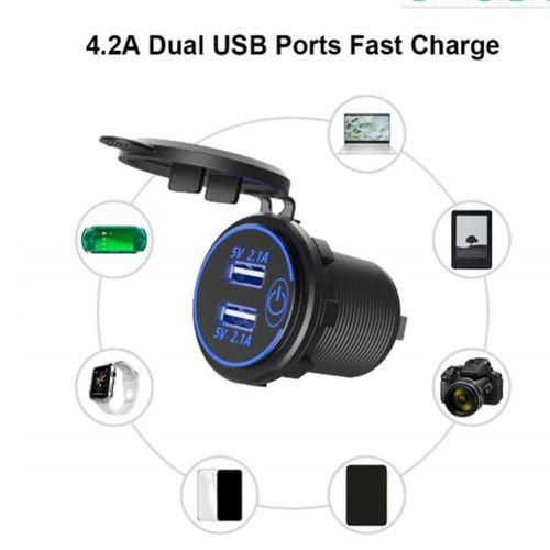 Car -  USB Charge Dual 5V/4.2 QC3.0 Contact Switch