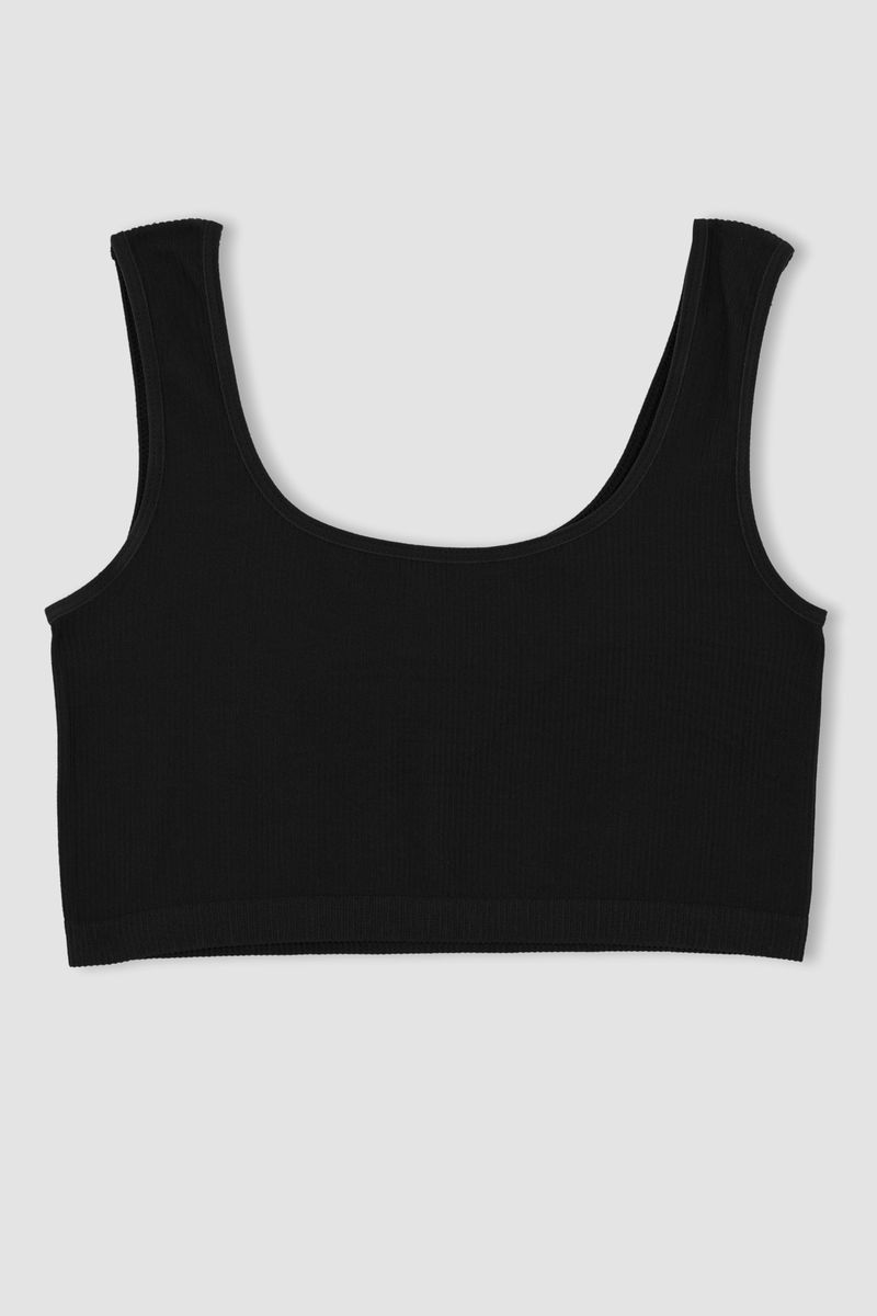 Woman Seamless Bra Fit Knitted Bra-Black