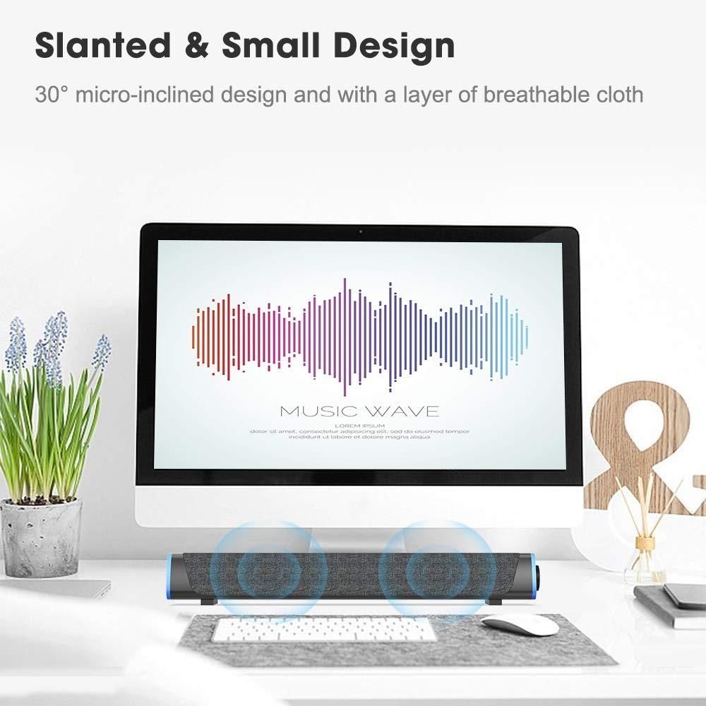 Computer Speakers, USB Powered Small PC Speakers, Colorful RGB Lights with Switch Button, Surround Sound Portable Computer Sound Bar Speaker for Desktop Laptop