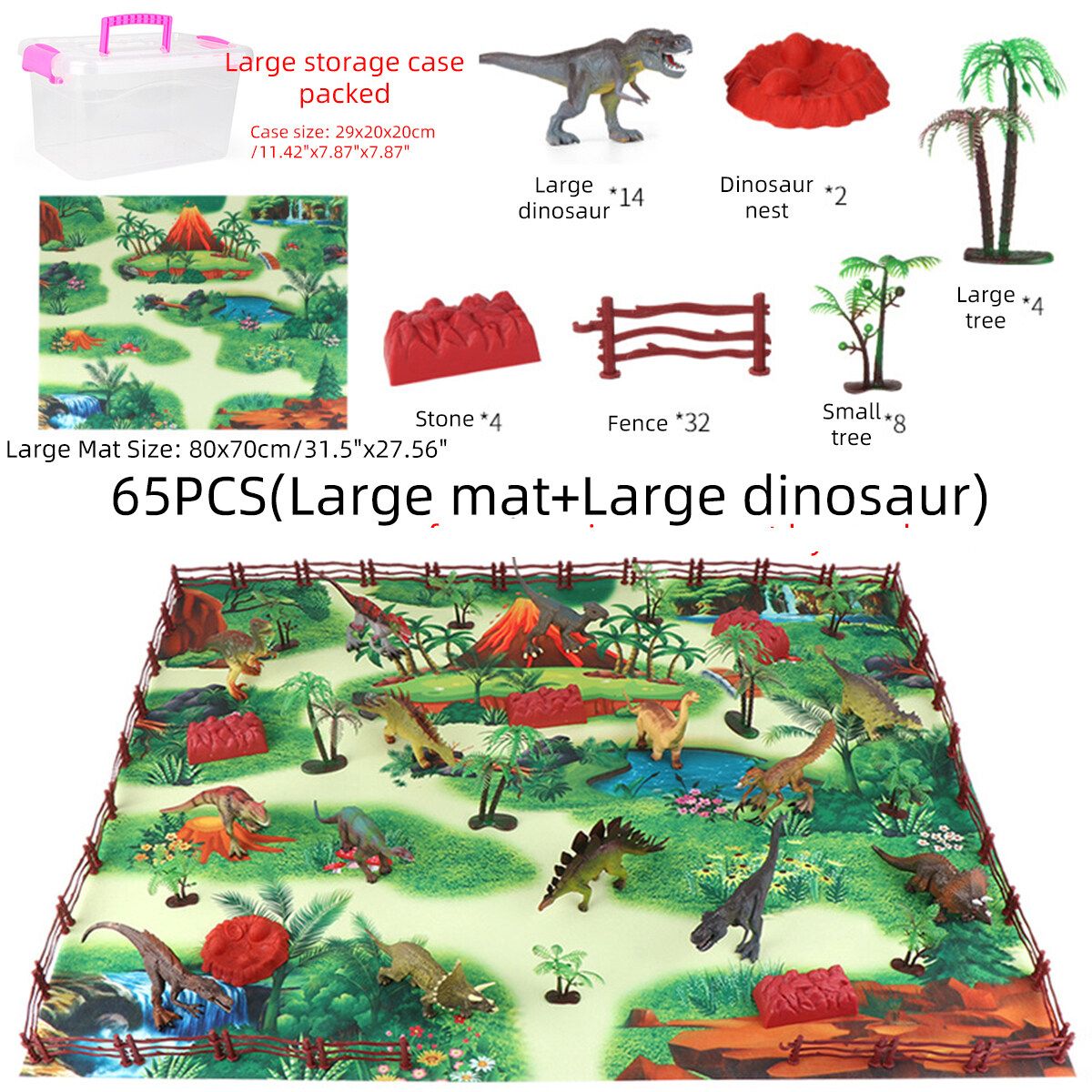 Kids Dinosaur Model Toy Set Dinosaur Figure With Play Mat Tree Large Mat+Large Dinosaur