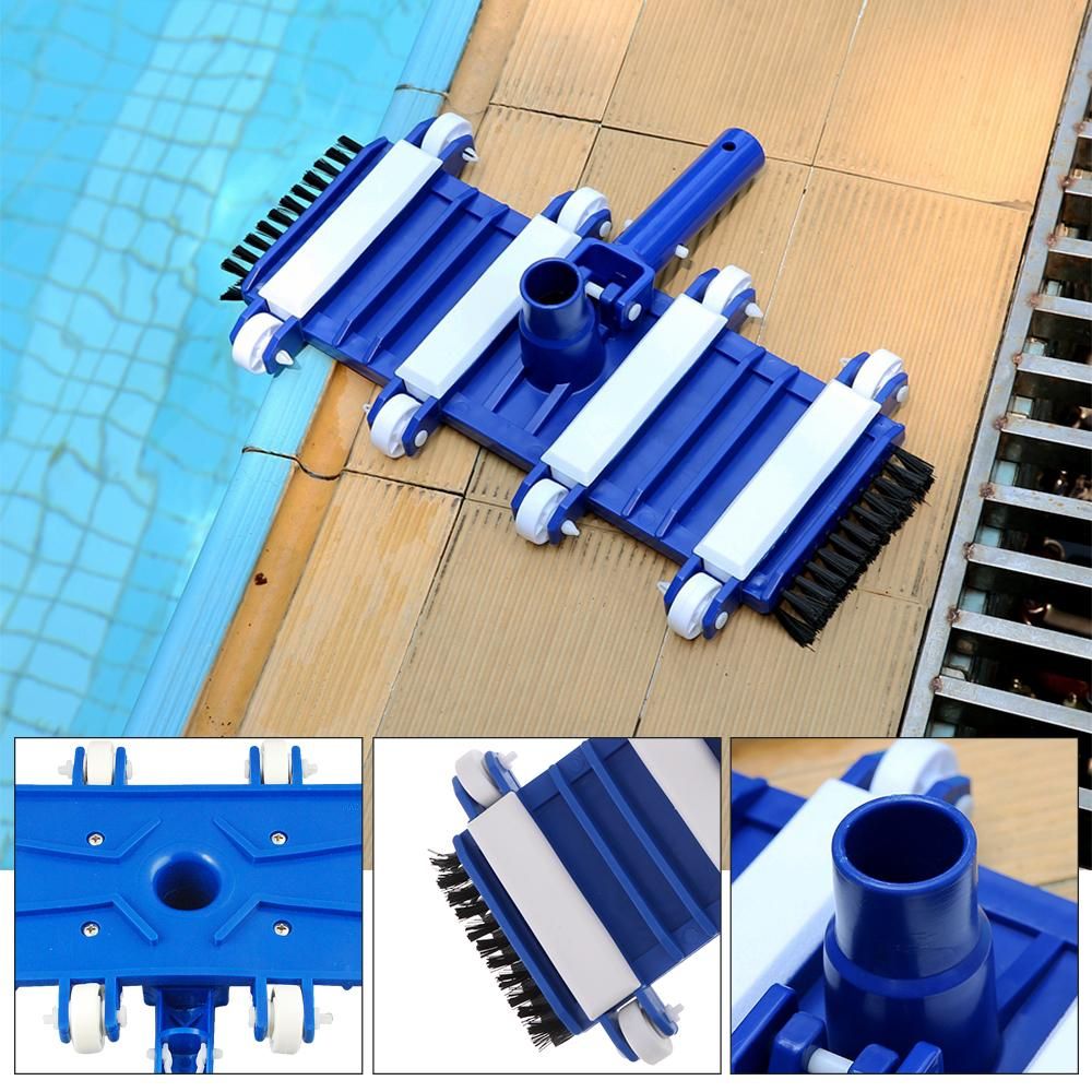 14-Inch Swimming Pool Vacuum Head Suction Head with Brush Flexible Vacuum Brush Head with Weighted Base Vacuum Attachment with Wheels Cleaning Tool for Pool Bottom Pool Wall