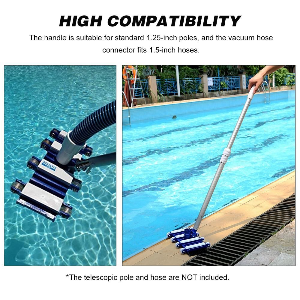 14-Inch Swimming Pool Vacuum Head Suction Head with Brush Flexible Vacuum Brush Head with Weighted Base Vacuum Attachment with Wheels Cleaning Tool for Pool Bottom Pool Wall