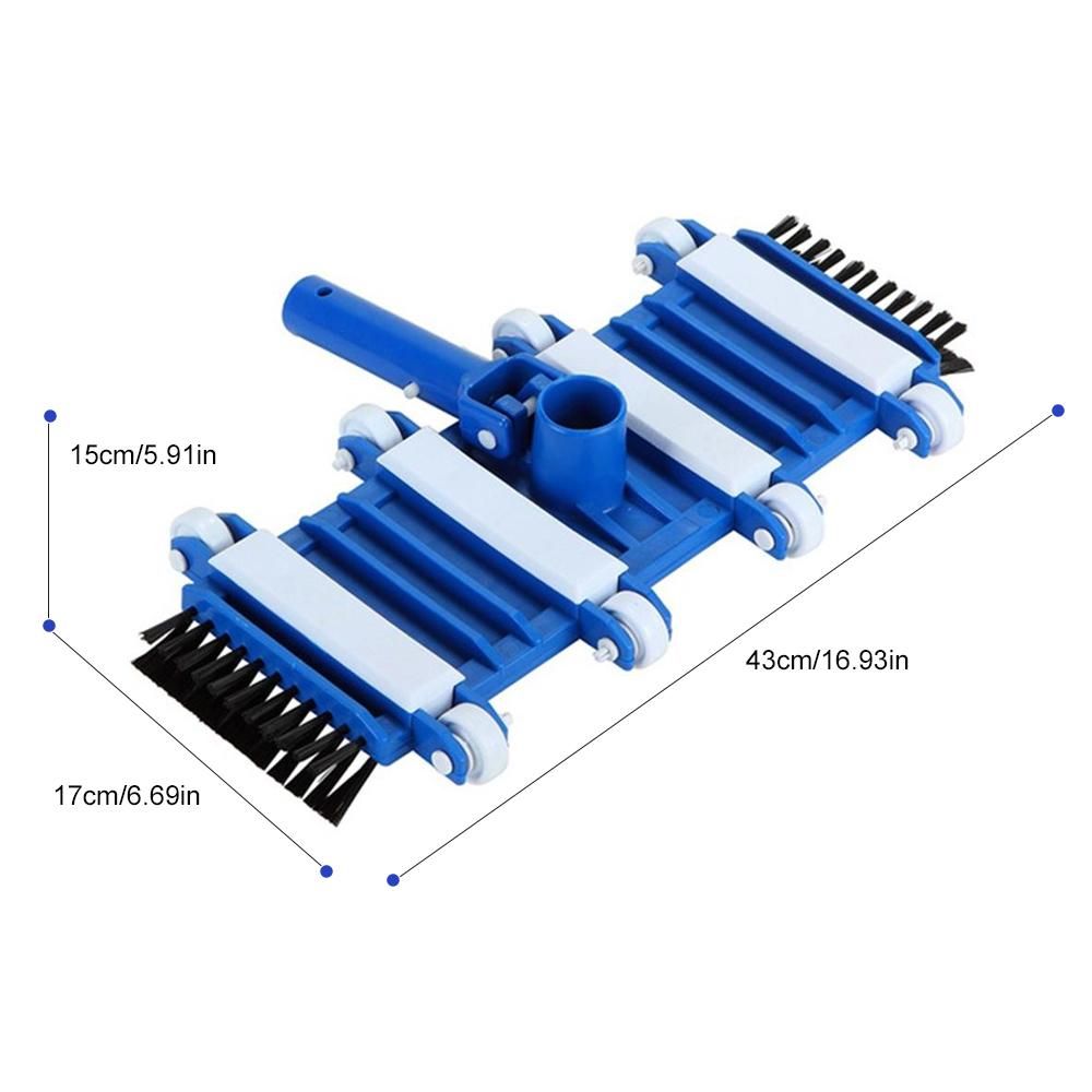 14-Inch Swimming Pool Vacuum Head Suction Head with Brush Flexible Vacuum Brush Head with Weighted Base Vacuum Attachment with Wheels Cleaning Tool for Pool Bottom Pool Wall