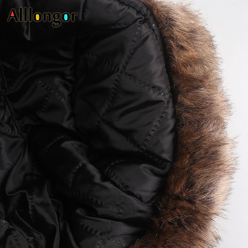 Waterproof Russian Fur Er Hat Men   Winter Warm Faux Fox Fur Ear Flaps Snow Ski Cap Pilot  Soviet Hats-