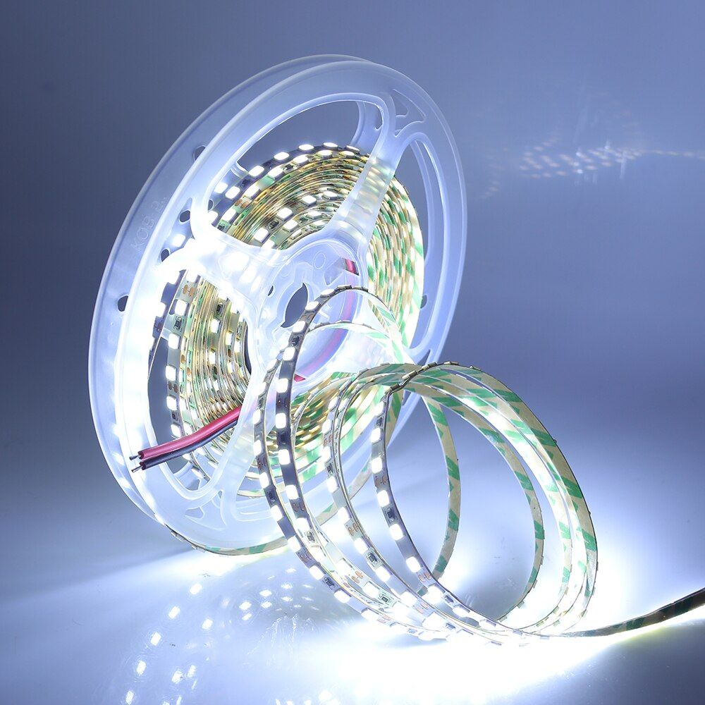 4mm PCB 2835 LED Strip Light 12V Super Bright 3528 120LED/m 5m 600 Pixel Flexible LED Tape Lights Warm White Cold/ Natural White-Cold White-5m Total 600LEDs--