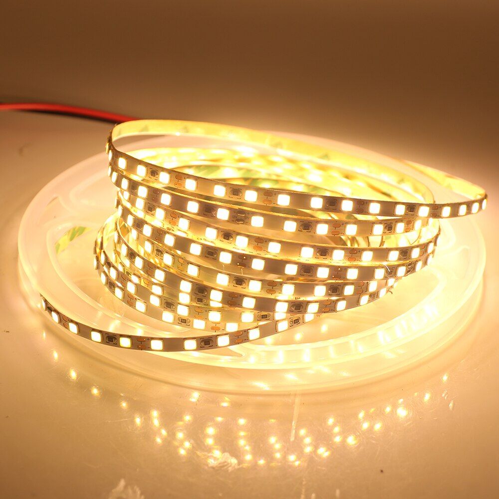 4mm PCB 2835 LED Strip Light 12V Super Bright 3528 120LED/m 5m 600 Pixel Flexible LED Tape Lights Warm White Cold/ Natural White-Cold White-5m Total 600LEDs--