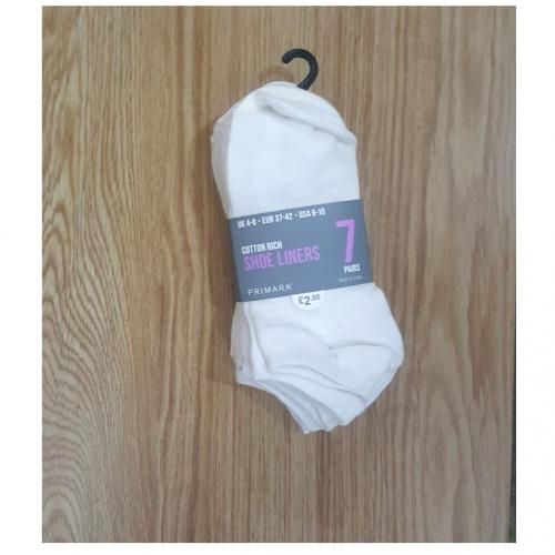 Unisex Invisible Trainer Half Socks Liner, 7pairs, White