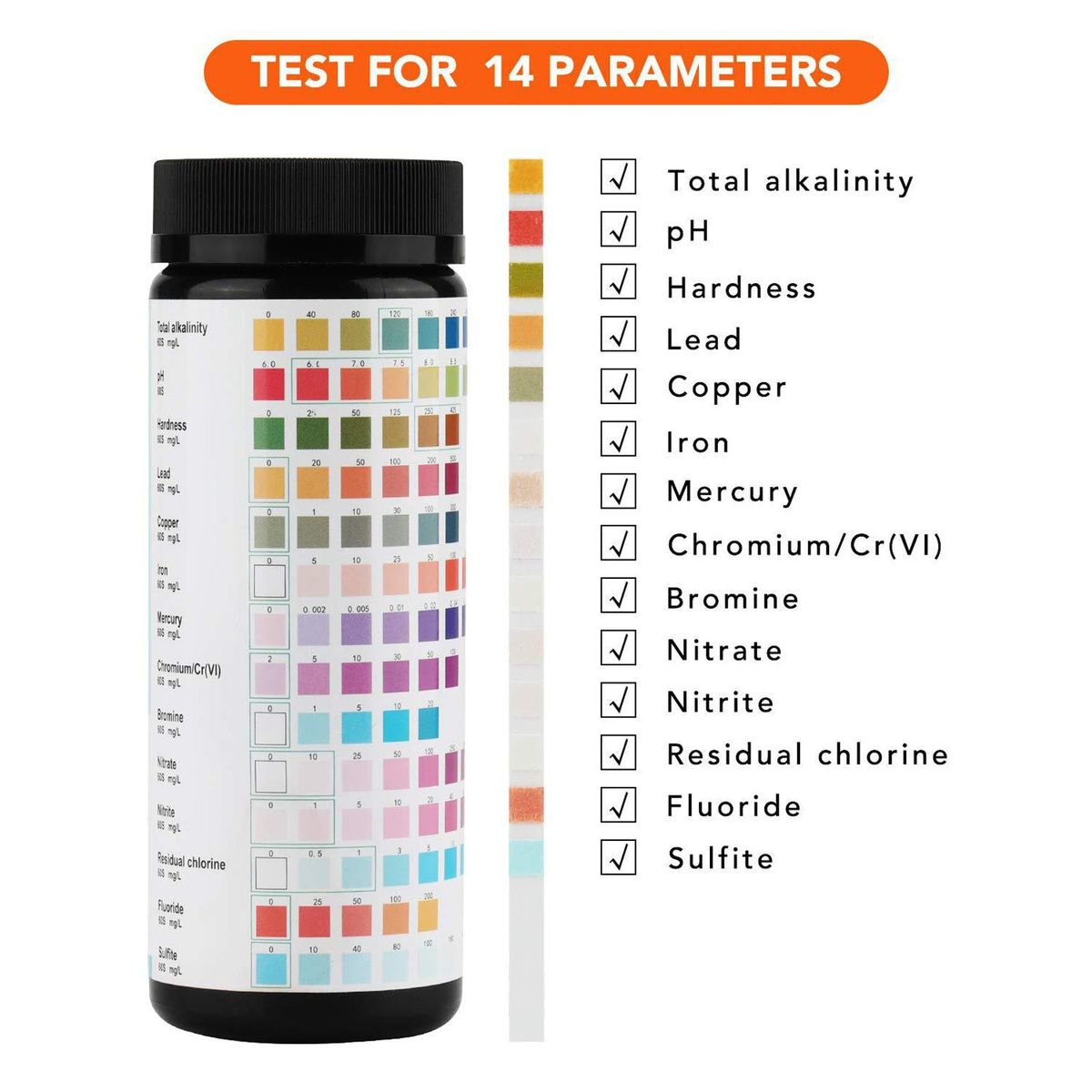 14  Water Quality Test Strip Accurate Hardness Bromine Water