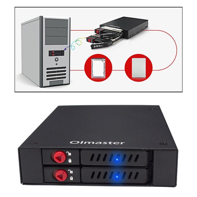 HDD Mobile Rack Dual Bays Enclosure 2.5" For 3.5" Floppy Drive