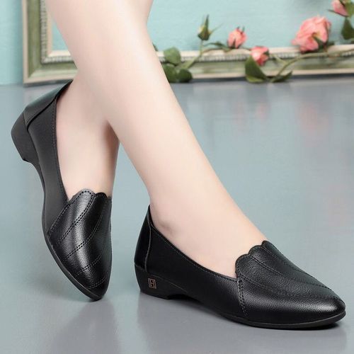 Women's Business Work Casual Leather Shoes-Black