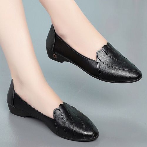 Women's Business Work Casual Leather Shoes-Black