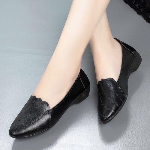 Women's Business Work Casual Leather Shoes-Black
