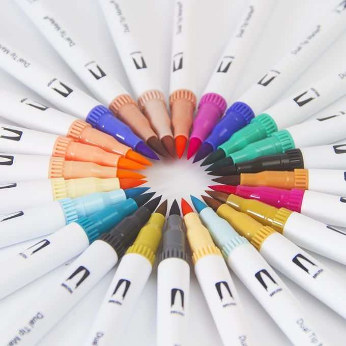 120 Colors Markers Pens Studay School Brush Fineliners Watercolor Art Markers