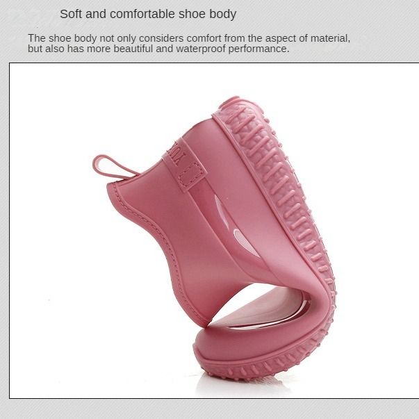 Women's Short Tube Fashionable Waterproof Rain Shoes-pink