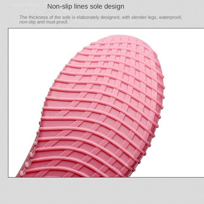 Women's Short Tube Fashionable Waterproof Rain Shoes-pink