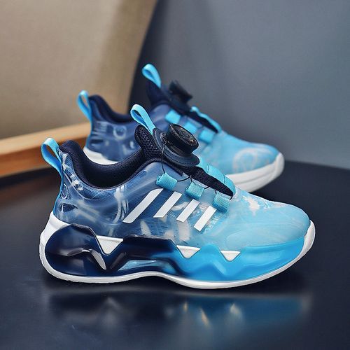 Mesh Girls Shoes Breathable Kids Sneaker Shoes Rotating Buckle Blue