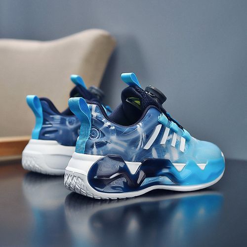 Mesh Girls Shoes Breathable Kids Sneaker Shoes Rotating Buckle Blue