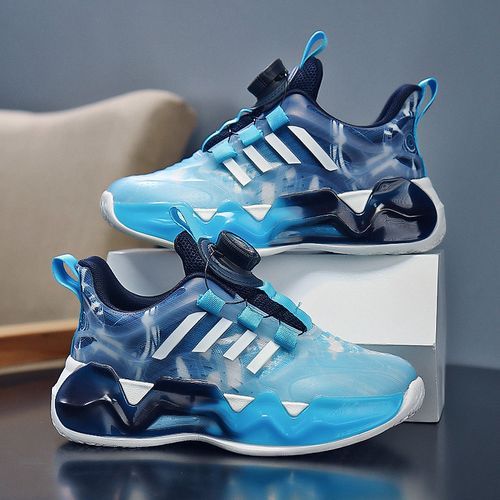 Mesh Girls Shoes Breathable Kids Sneaker Shoes Rotating Buckle Blue
