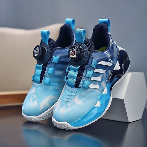 Mesh Girls Shoes Breathable Kids Sneaker Shoes Rotating Buckle Blue