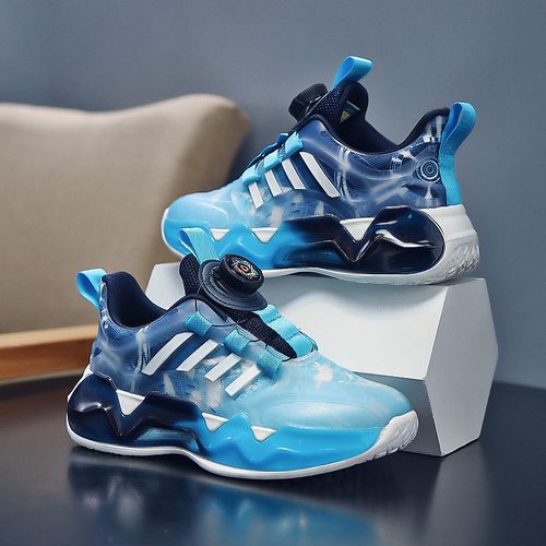 Mesh Girls Shoes Breathable Kids Sneaker Shoes Rotating Buckle Blue