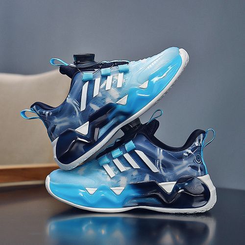 Mesh Girls Shoes Breathable Kids Sneaker Shoes Rotating Buckle Blue