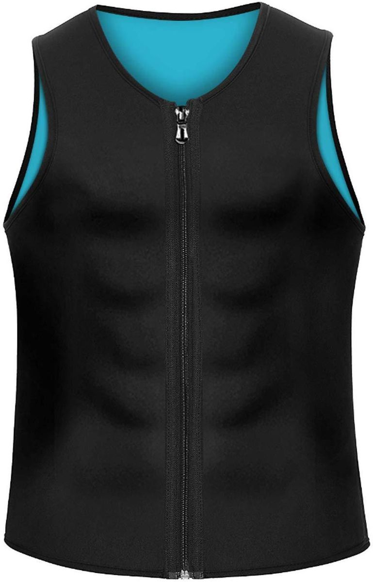 European and American men's fitness corset neoprene sports sweaty belly shaper zipper vest fitness clothes Ouma Outer Black Neilland XXL