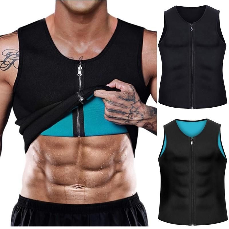 European and American men's fitness corset neoprene sports sweaty belly shaper zipper vest fitness clothes Ouma Outer Black Neilland XXL
