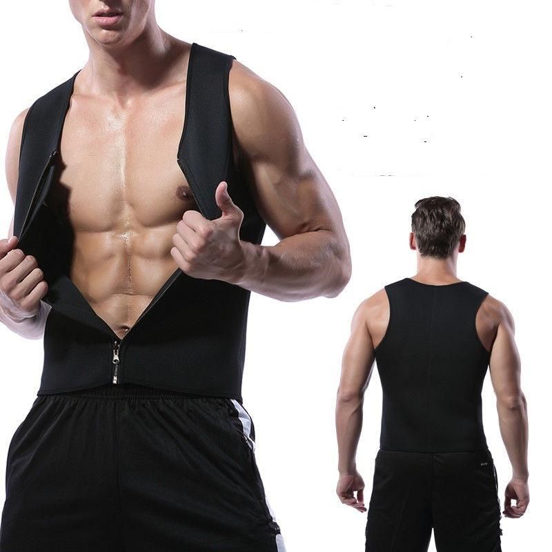 European and American men's fitness corset neoprene sports sweaty belly shaper zipper vest fitness clothes Ouma Outer Black Neilland XXL