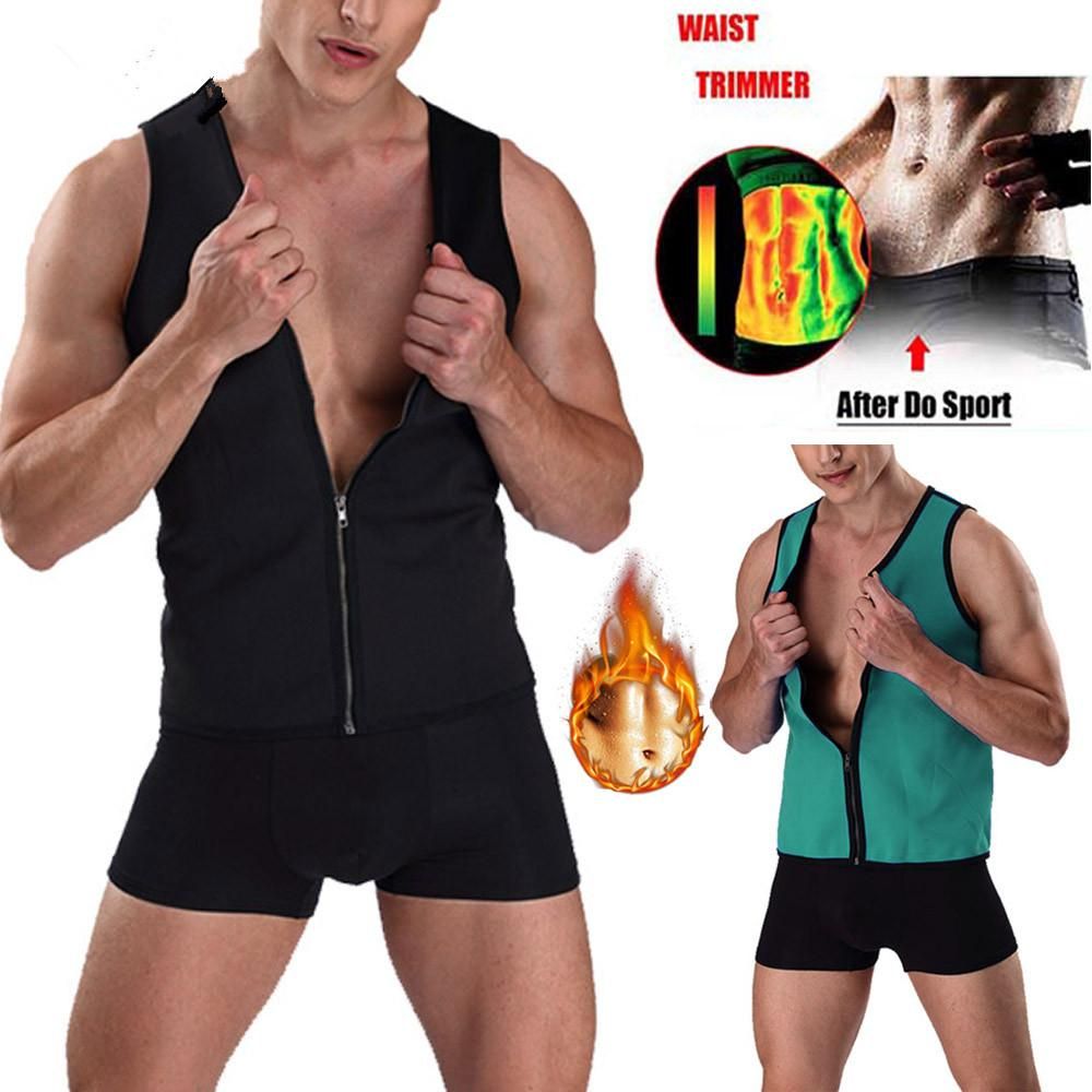 European and American men's fitness corset neoprene sports sweaty belly shaper zipper vest fitness clothes Ouma Outer Black Neilland XXL