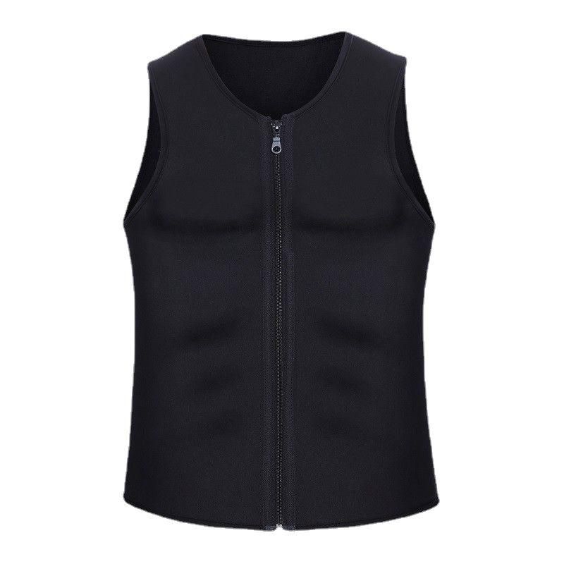 European and American men's fitness corset neoprene sports sweaty belly shaper zipper vest fitness clothes Ouma Outer Black Neilland XXL