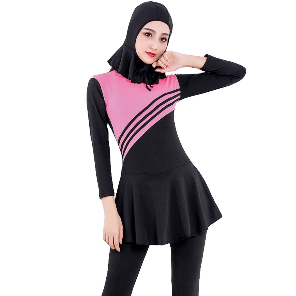 M/L/XL/XXL/XXXL Modest Women's Muslim Islamic Siamese Swimwear Beach Swimsuit Full Cover M
