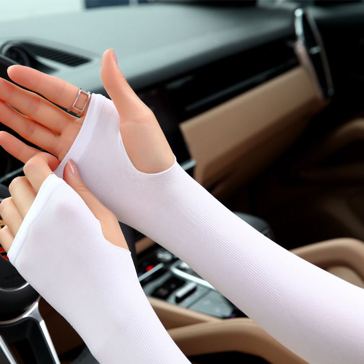 5 Pairs White Sunscreen Arm Protection Sleeves Compression Ice Sleeve