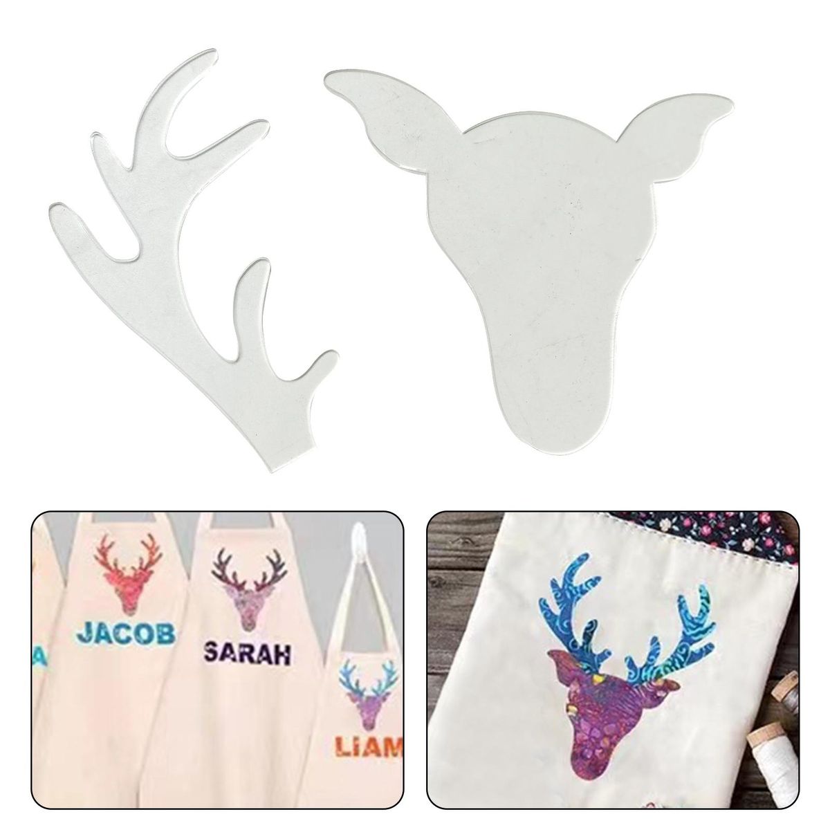Patchwork Ruler Christmas Elk Deer Head Quilting Ruler Set for Diy