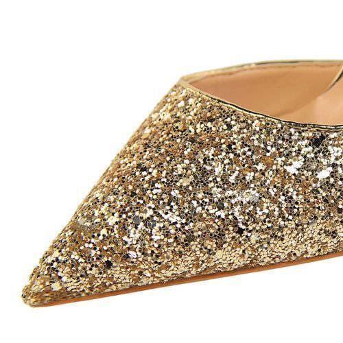 Ladies Sequins Heels Wedding Pumpsl Dress Party Shoes Gold