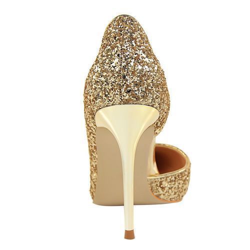 Ladies Sequins Heels Wedding Pumpsl Dress Party Shoes Gold