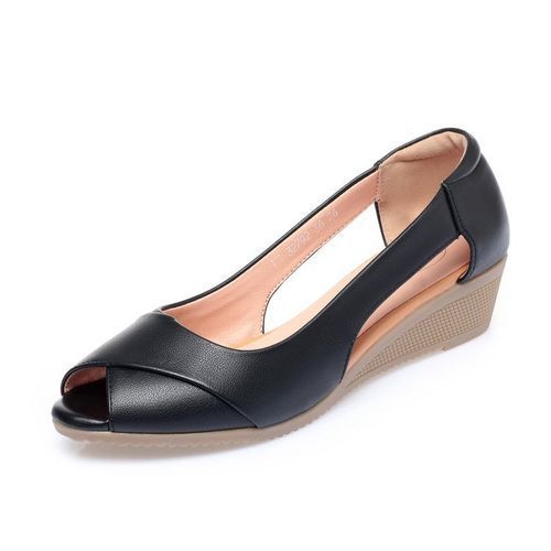 Ladies Odinkat Sandals Platform Wedges Casual Slippers - Black