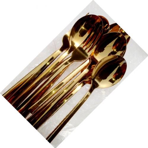 Gold Plated Stainless Steel Spoon & Fork//12Pcs