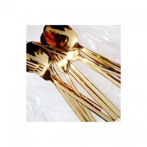 Gold Plated Stainless Steel Spoon & Fork//12Pcs
