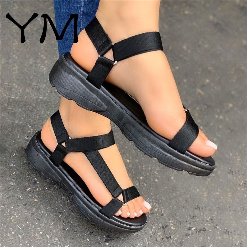 Big Size 43 Multi Colors Casual Shoes Woman Flat Dropship Comfortable Sandals Female Light Sandalias De Mujer(#White)
