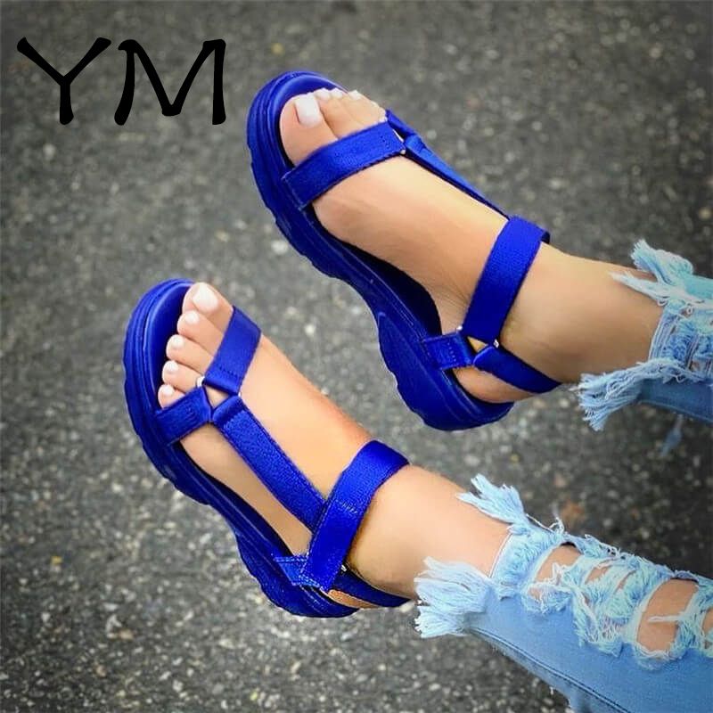 Big Size 43 Multi Colors Casual Shoes Woman Flat Dropship Comfortable Sandals Female Light Sandalias De Mujer(#White)