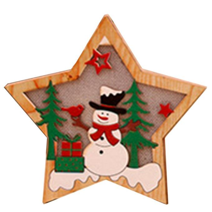 Hristmas Portable Deli Ate  Hristmas De Oration Wooden Lighting Pendant-colorful-Five-pointed Star