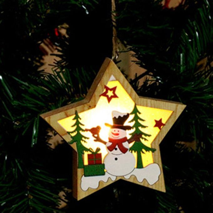 Hristmas Portable Deli Ate  Hristmas De Oration Wooden Lighting Pendant-colorful-Five-pointed Star