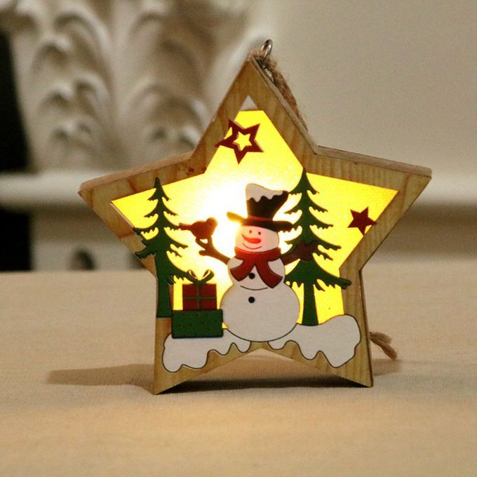 Hristmas Portable Deli Ate  Hristmas De Oration Wooden Lighting Pendant-colorful-Five-pointed Star